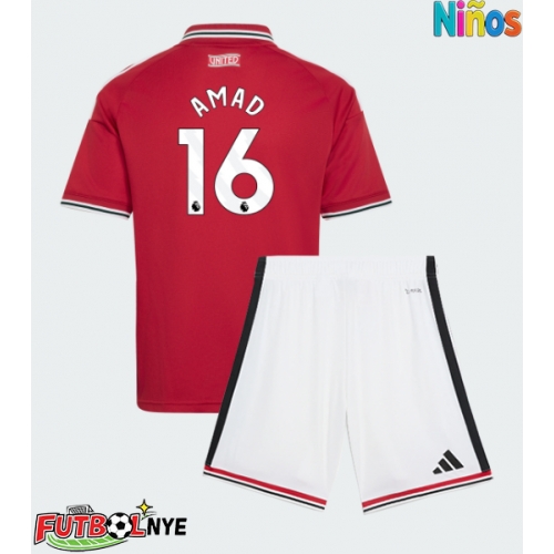 Camiseta Manchester United Amad Diallo #16 Primera Equipación para niños 2026-27 manga corta (+ pantalones cortos)